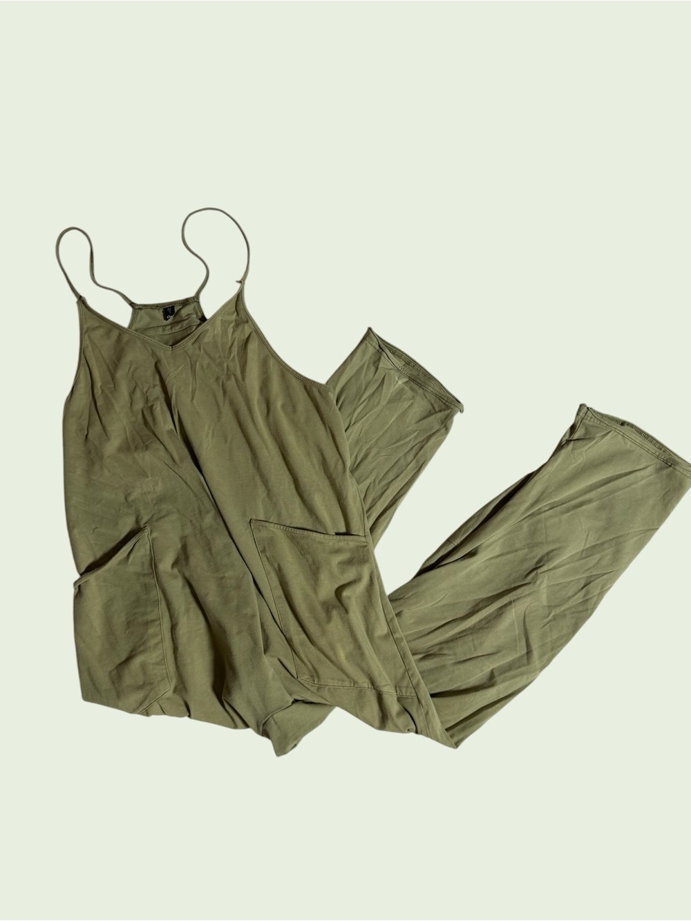 Olive Green Cozy Stretchy Lightweight Jumpsuit in M - Picture 2 of 9